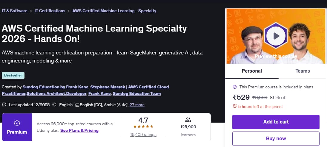 AWS Certified Machine Learning Specialty AWS Certified Machine Learning Specialty