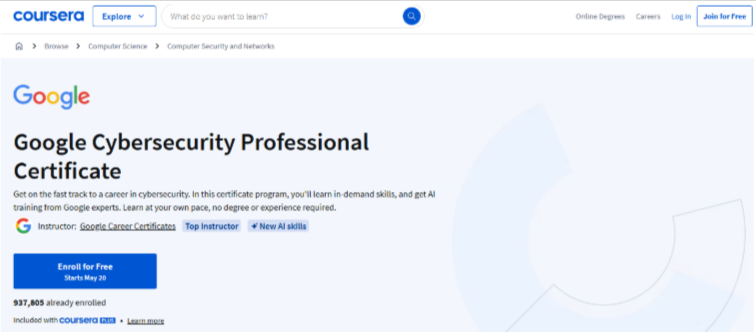 Google Cybersecurity Professional Certificate Google Cybersecurity Professional Certificate