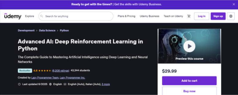 Advanced AI: Deep Reinforcement Learning in Python Advanced AI: Deep Reinforcement Learning in Python