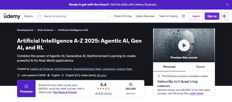 Artificial Intelligence A-Z 2025: Agentic AI, Gen AI, and RL Artificial Intelligence A-Z 2025: Agentic AI, Gen AI, and RL