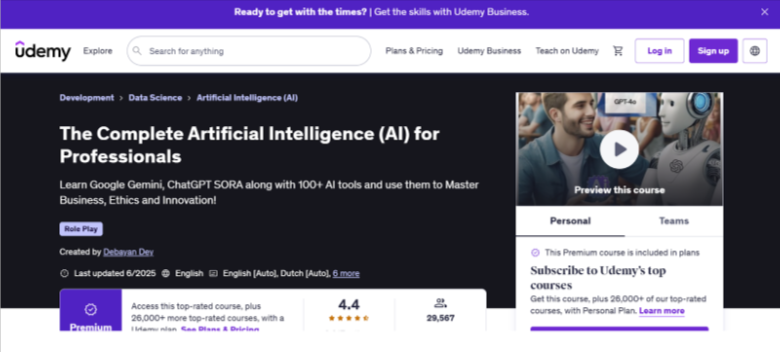 The Complete Artificial Intelligence (AI) for Professionals The Complete Artificial Intelligence (AI) for Professionals