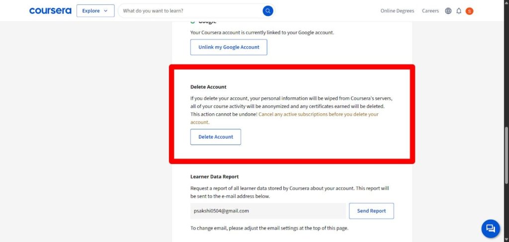 Find Delete Account Option Find Delete Account Option