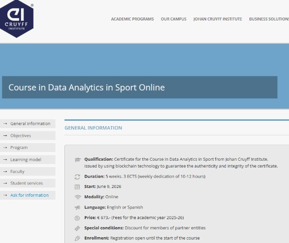 Data Analytics in Sport Online Data Analytics in Sport Online